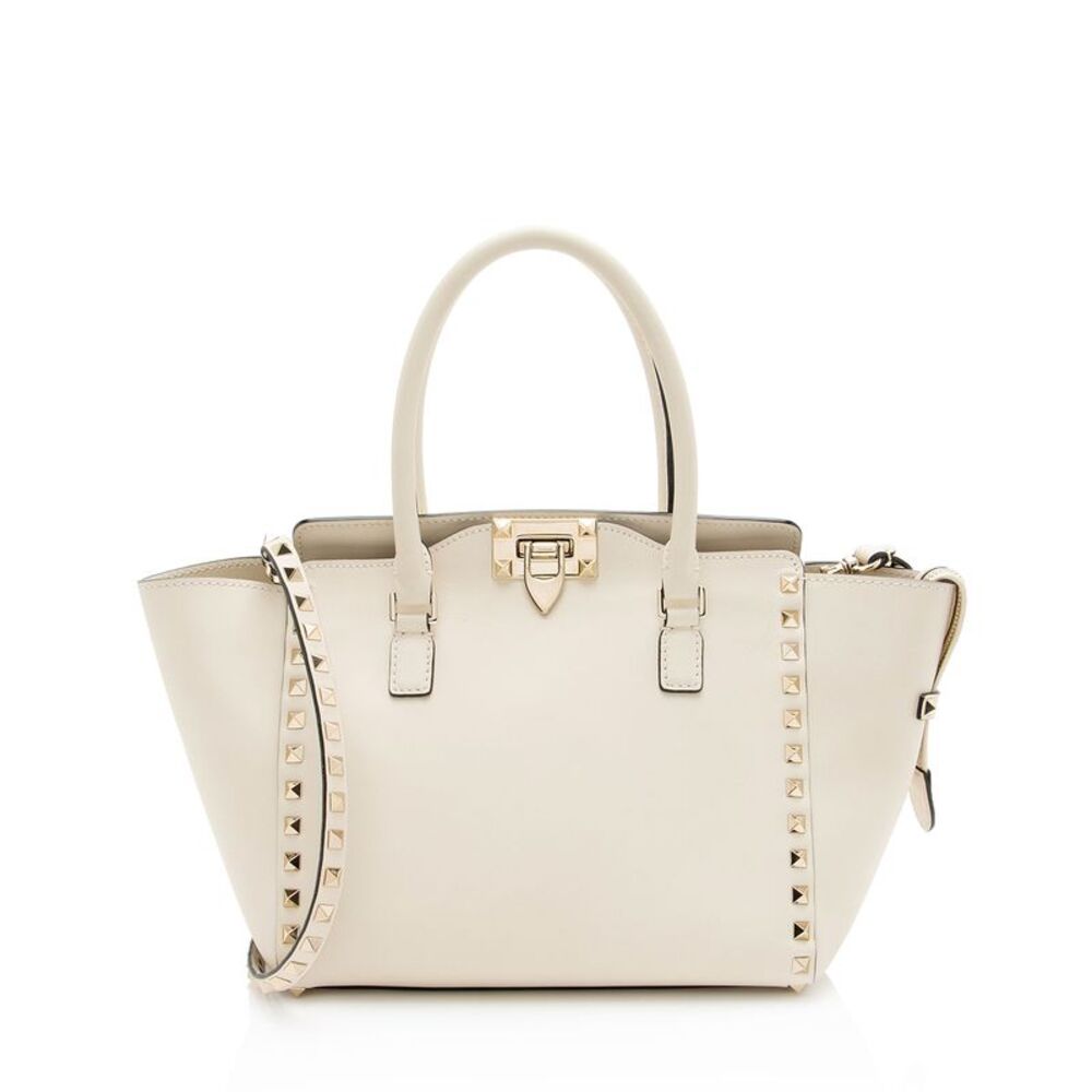 Valentino Calfskin Rockstud Double Handle Small Tote